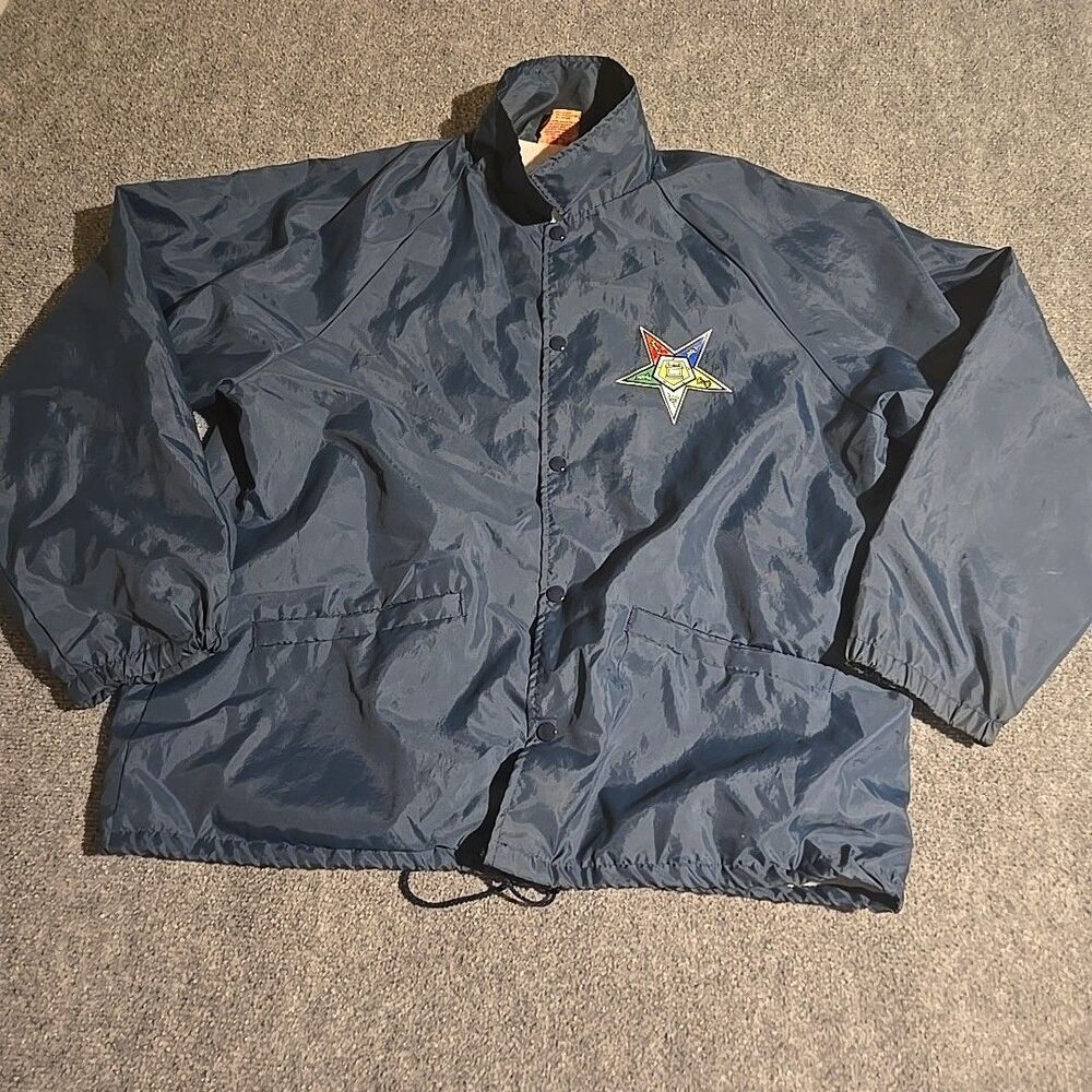 Vintage Order Of The Eastern Star Jacket Mens XL Blue Snap Front Cardinal USA